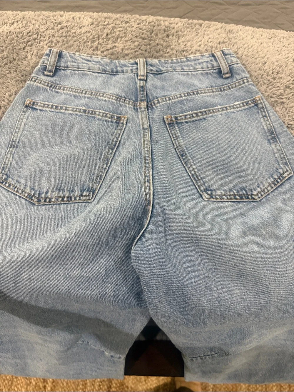 Zara Light Blue Wide-Leg High-Rise Jeans
